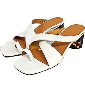 Revolve JAGGAR the Label Slip On Leather Sandals Tortoise Shell Heel  Sz 38(7.5)